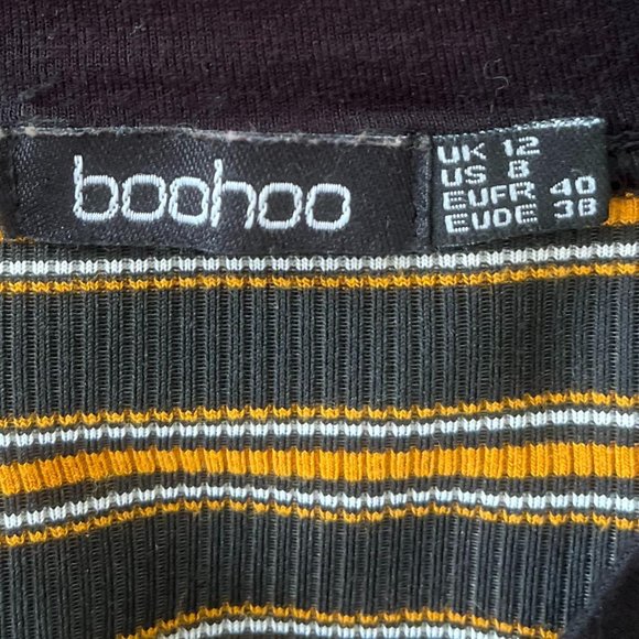 BOOHOO STRIPE RIB SHORT SLEEVE BODYCON MIDI DRESS - Picture 7 of 7